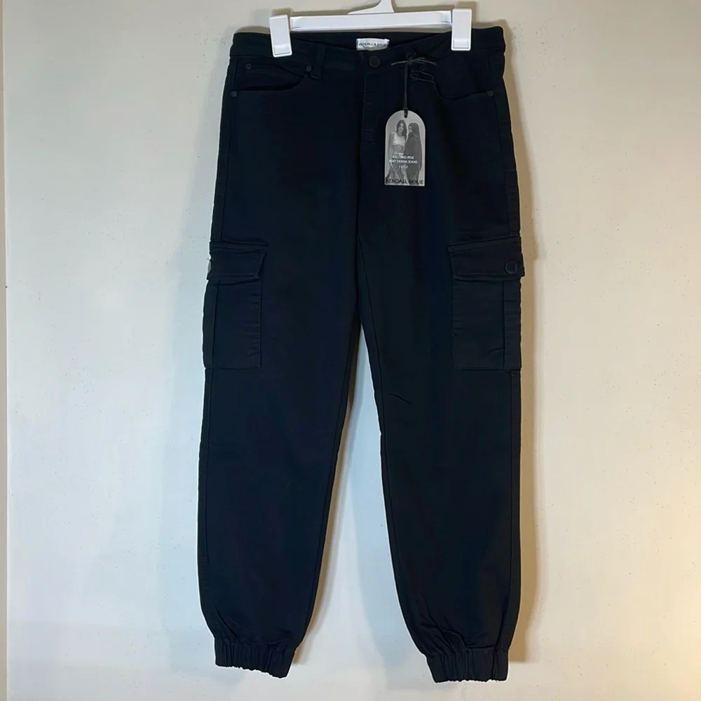 Black Cargo Jogger Jeans - Picture 1 of 10